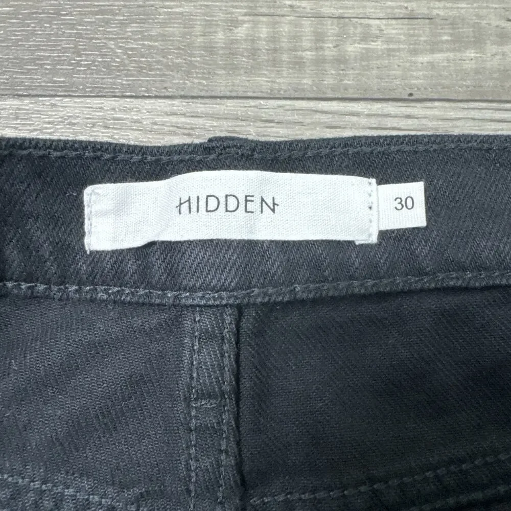 HIDDEN Logan Dad Denim Jeans High Rise Ripped Black Wash sz 30